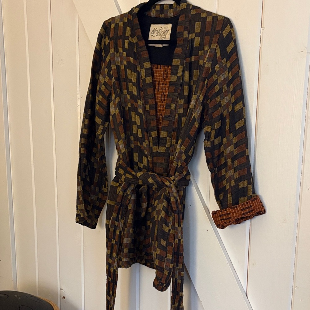 Ace and Jig Patterned Patchwork Wrap Jacket in Ol… - image 1